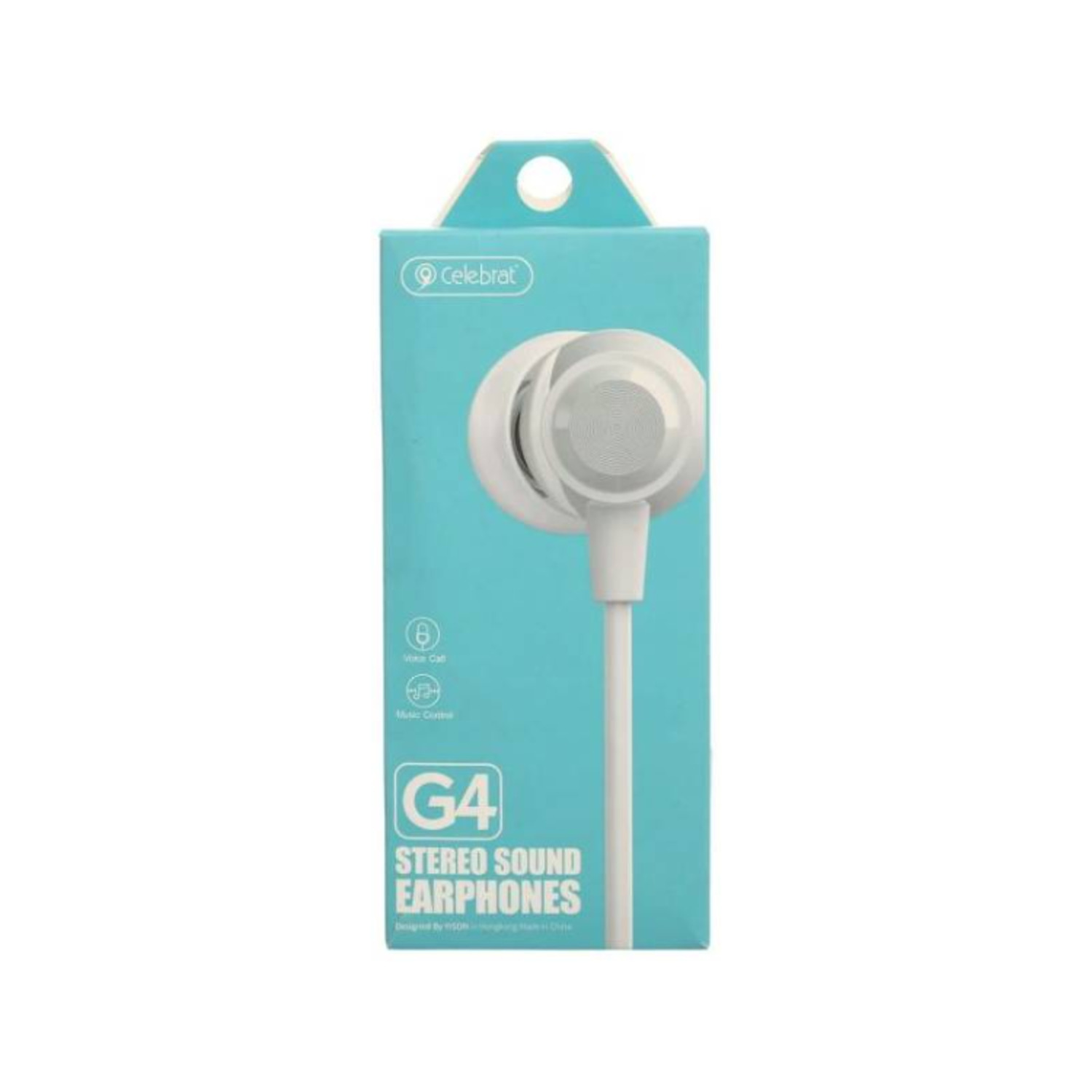 CELEBRAT G4 STEREO SOUND EARPHONES FOR VOICE CALL AND MUSIC - WHITE