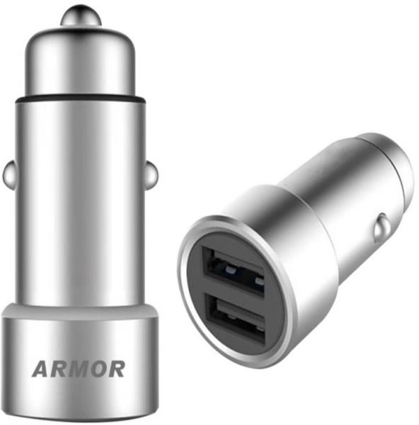 Armor Car Charger, 2 Ports, 3A - Silver