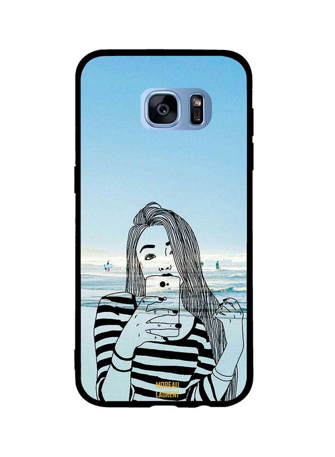 Moreau Laurent Doodle Girl At Beach Printed TPU Back Cover For Samsung Galaxy S7 Edge