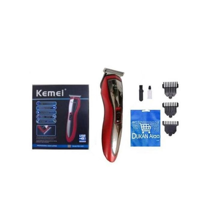Kemei Rechargable Hair Clipper, Red-  KM-1425- with Gift Bag