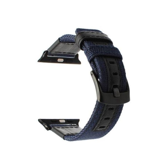 Nylon Leather Buckle Strap For Apple Watch Series 6, 44mm - Blue