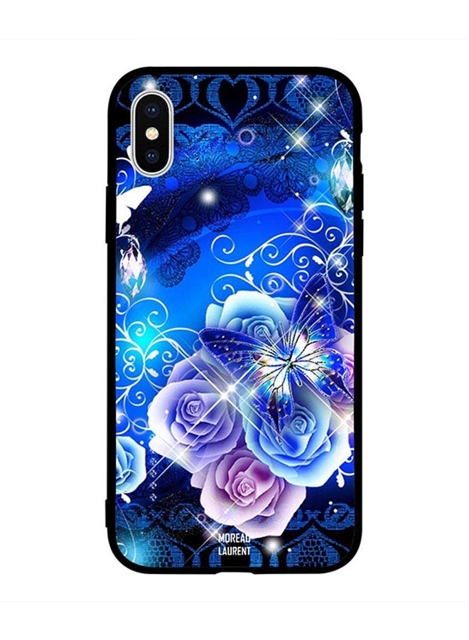 Floral Blue Butterfly Printed Back Cover for Apple iPhone X