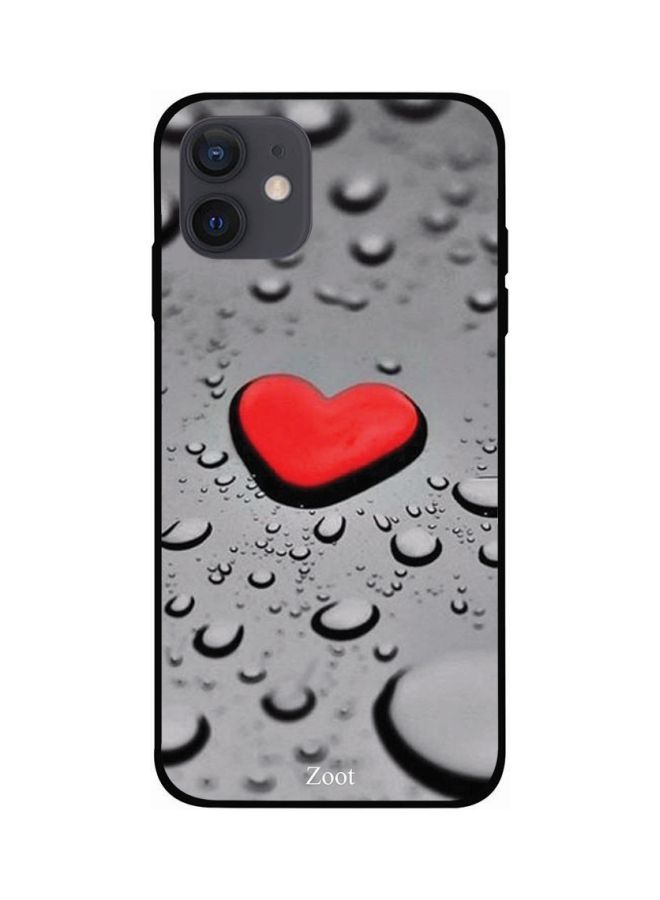 Red Heart in Grey Printed Back Cover for Apple iPhone 12 Mini