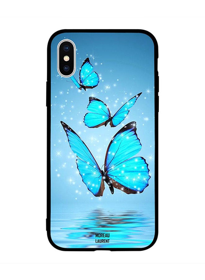 Light Blue Butterfly Printed Back Cover for Apple iPhone X