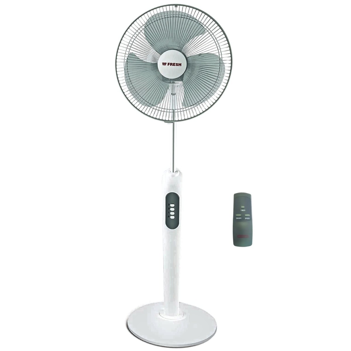 Fresh Stand Fan With Remote Control, 16 Inch - White x Grey