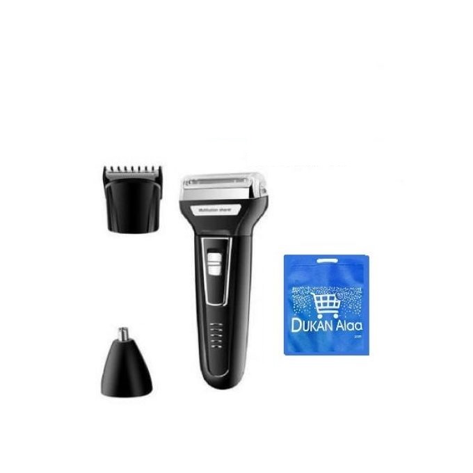 Kemei 3 In 1 Dry Electric Hair Clipper with 3 Heads, Black - Km-6558, with Gift Bag