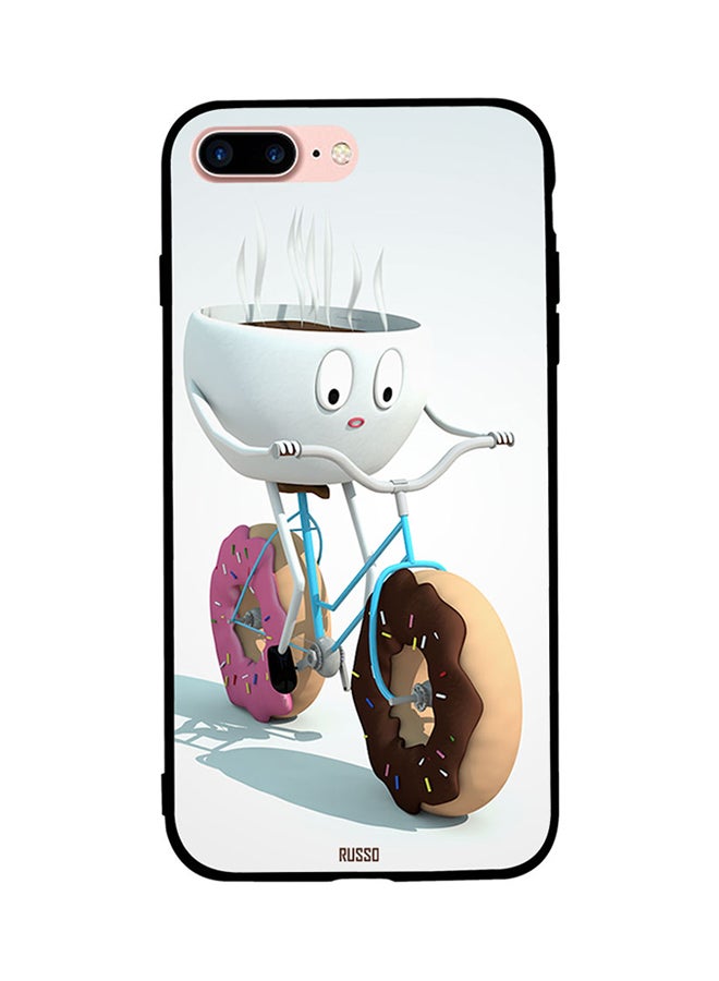 Coffee Riding Donut Bicycle Printed Back Cover for Apple iPhone 8 Plus