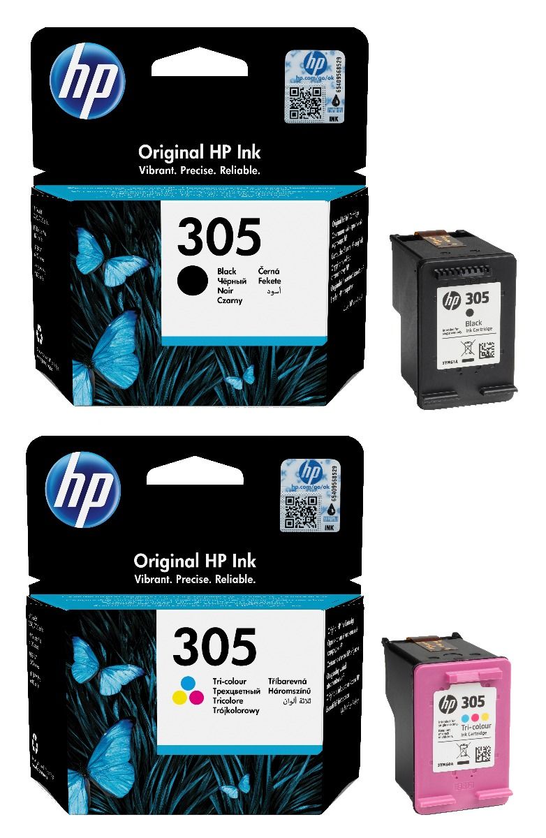 HP 305 Two Ink Cartridges Set - Black Cyan Magenta Yellow