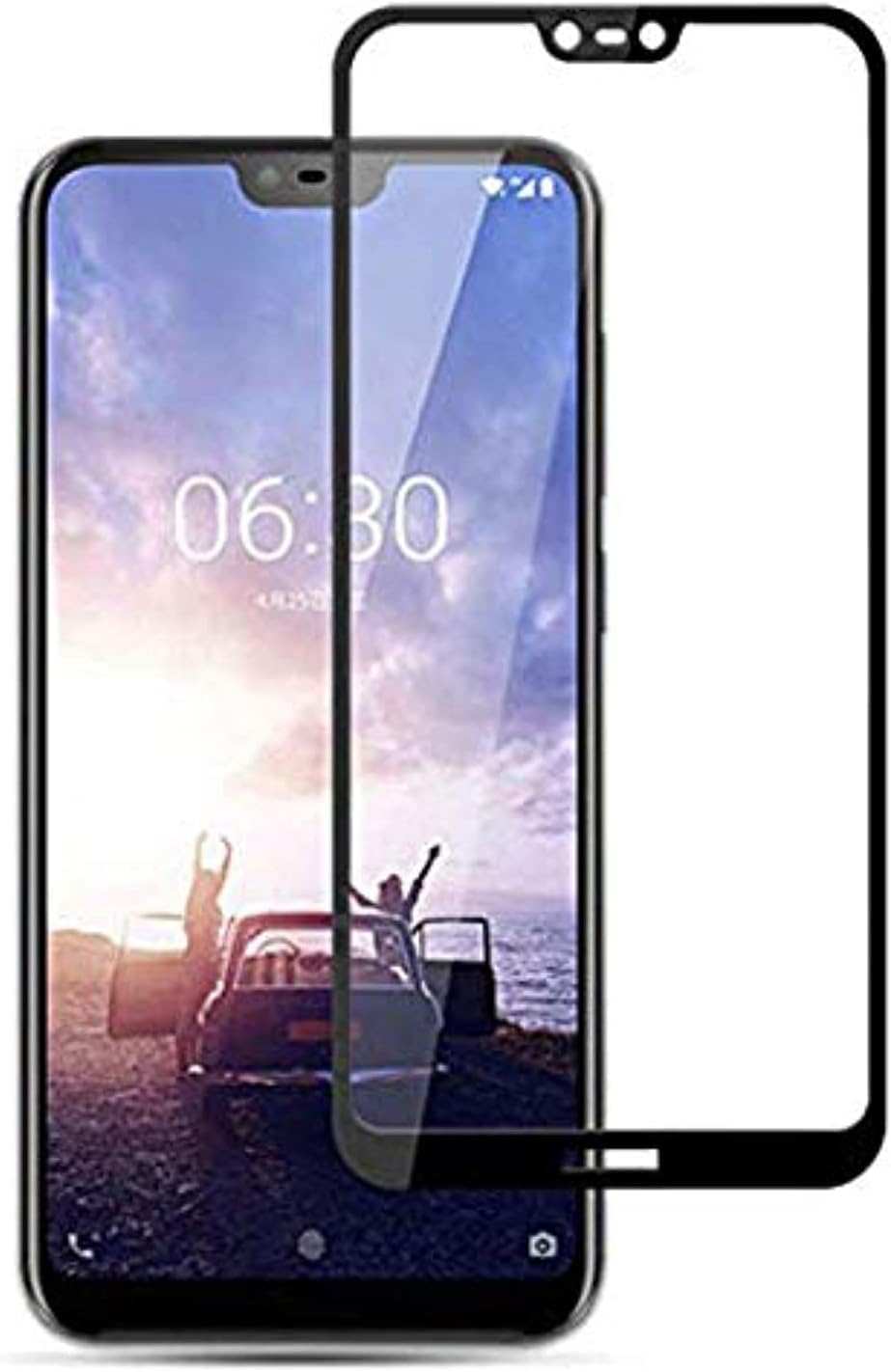 5D Tempered Glass Screen Protector for Nokia 6.1 Plus X6 2018 - Transparent with Black Frame