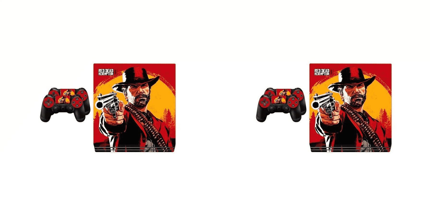 Set of 2 Red Dead Redemption II Printed Stickers for PlayStation 4 and Controllers - 4 Piece