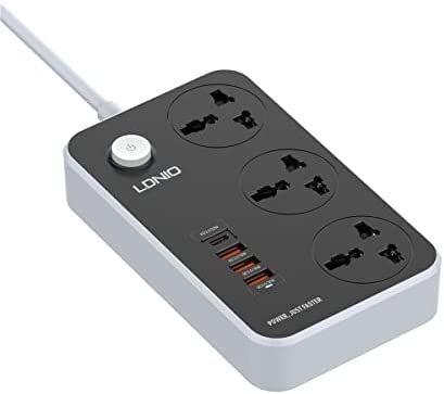 Ldnio Electric Adapter with USB Ports, Black and White - SC3412