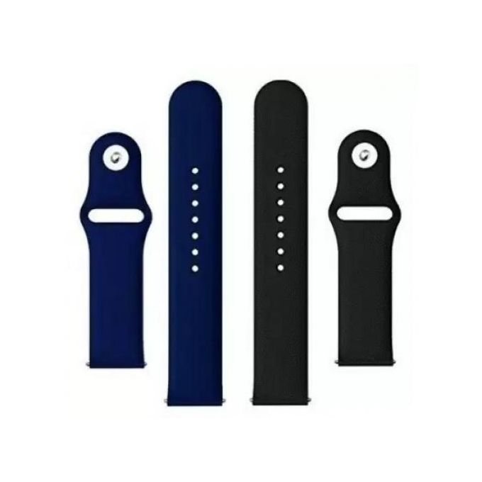 Silicone Strap For Huawei GT, Gt2 Smart Watch, 46Mm, 2 Pieces - Black and Blue