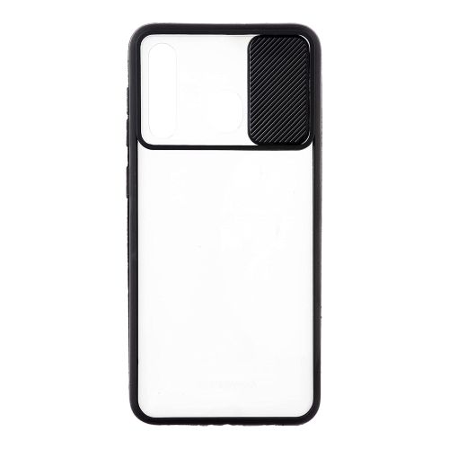 Stratg Back Cover with Camera Slider for Samsung Galaxy A30s and A50 - Transparent and Black