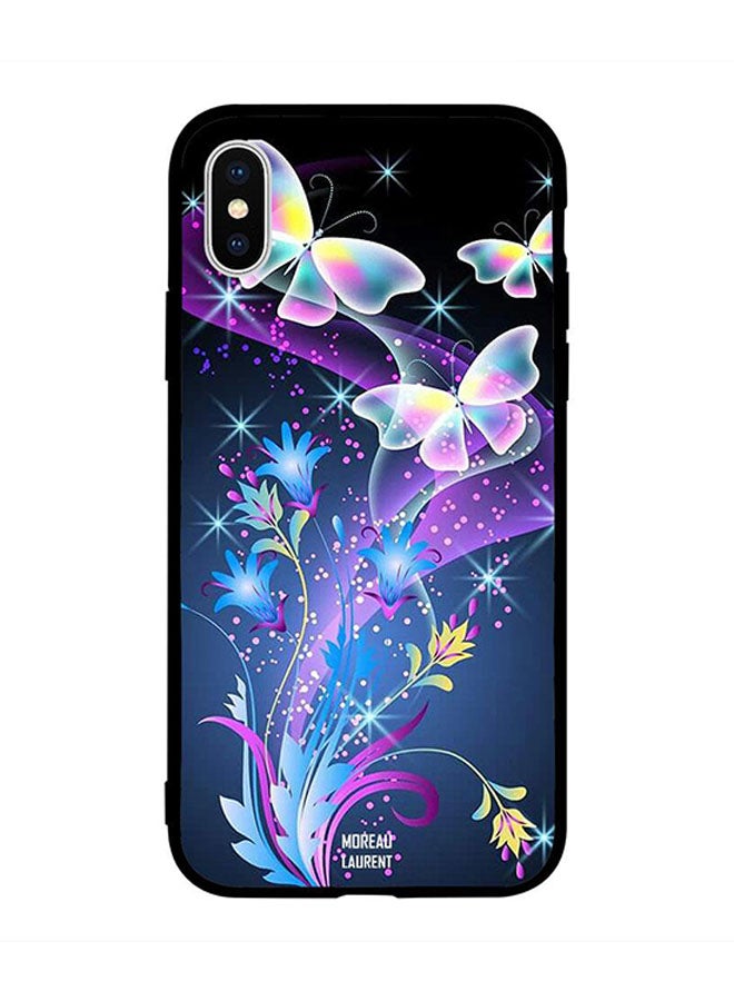 Mix Colors Lighting Floral and Butterflies Printed Back Cover for Apple iPhone X
