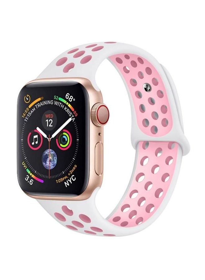 Silicone Replacement Strap for Apple Smart Watch, White and Rose - PSKU-2442