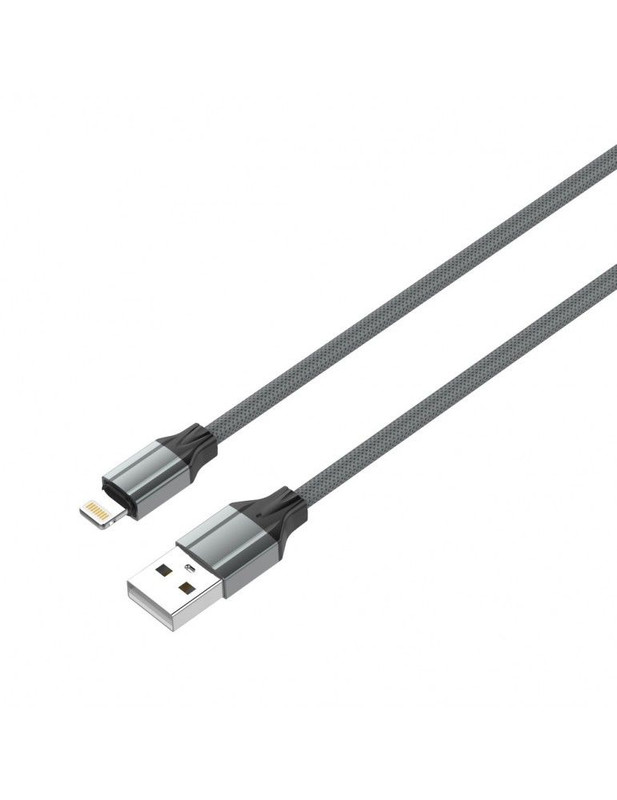 كابل شحن لدنيو USB فئة A الى لايتنينج، 1 متر، 2.4 امبير، رمادي - LS441