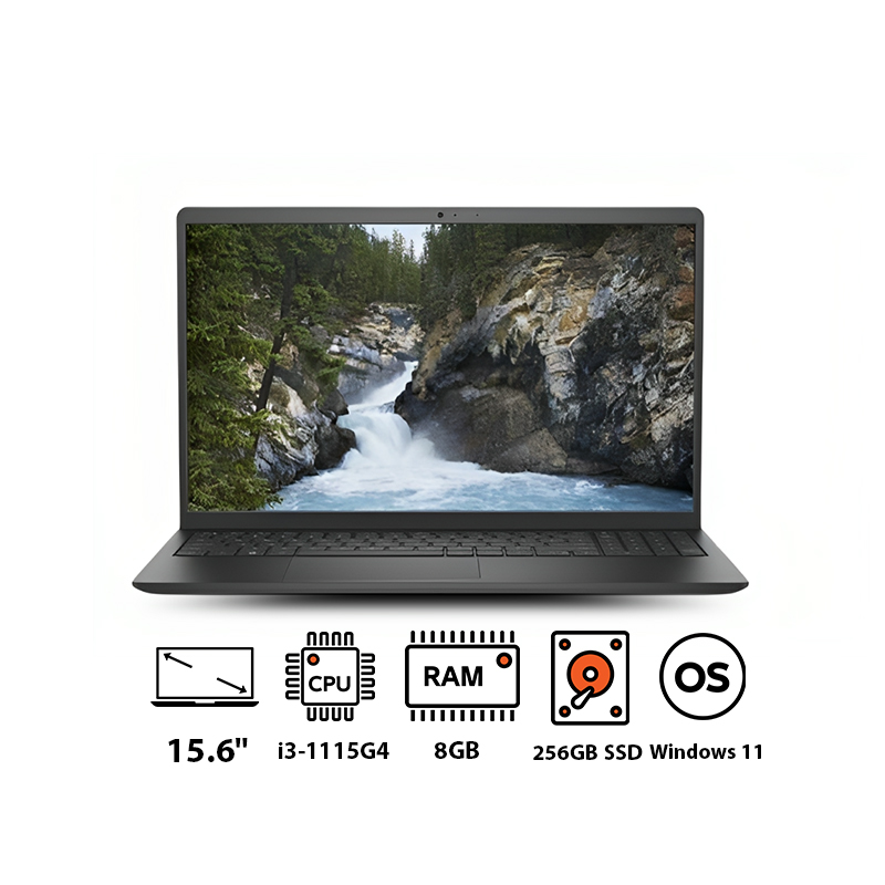 Dell Inspiron 3520 Laptop, Intel i3-1115G4, 256GB SSD, 8GB RAM,15.6 Inch FHD, Intel UHD Graphics, Windows 11, Black