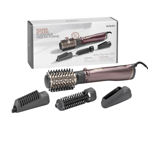 Babyliss Ceramic Hair Rotating Brush with Attachments, 2 Temperatures, Purple - AS960SDE