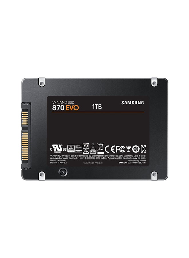 هارد SSD داخلي سامسونج 870 EVO SATA، سعة 1 تيرا، اسود - MZ-77E1T0BW