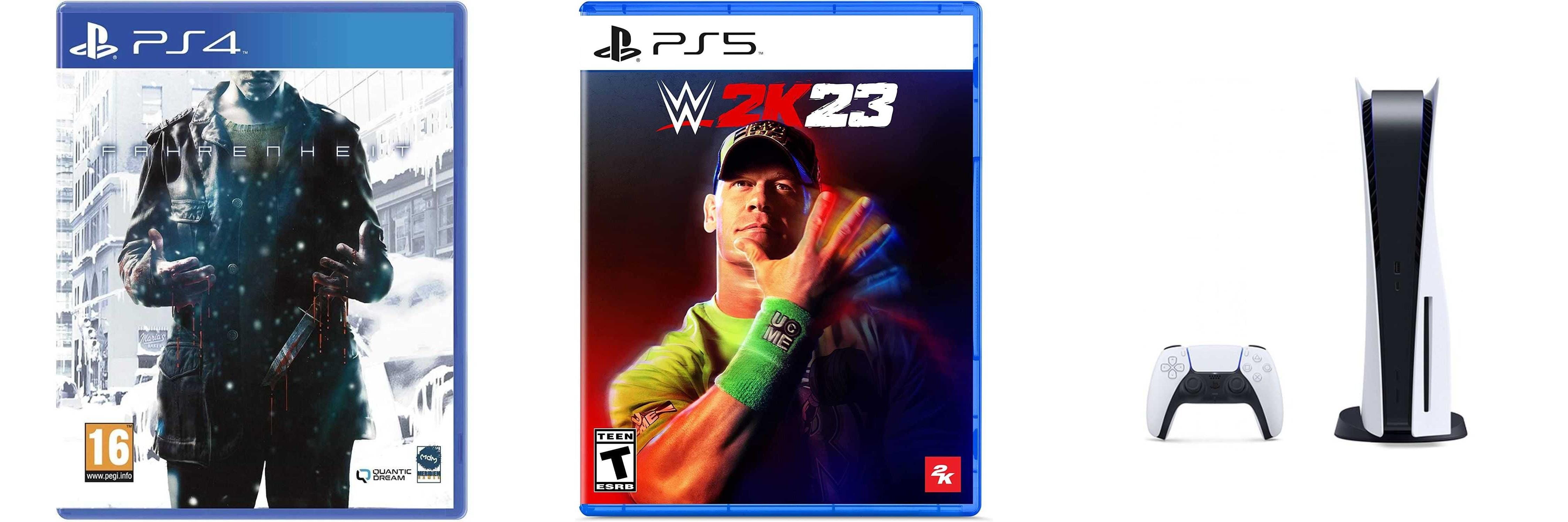 Sony PlayStation 5, 1 Wireless Controller, White - CFI-1016A01 MEE, with Fahrenheit 15th Anniversary Edition, and WWE 2K23 for PlayStation 5