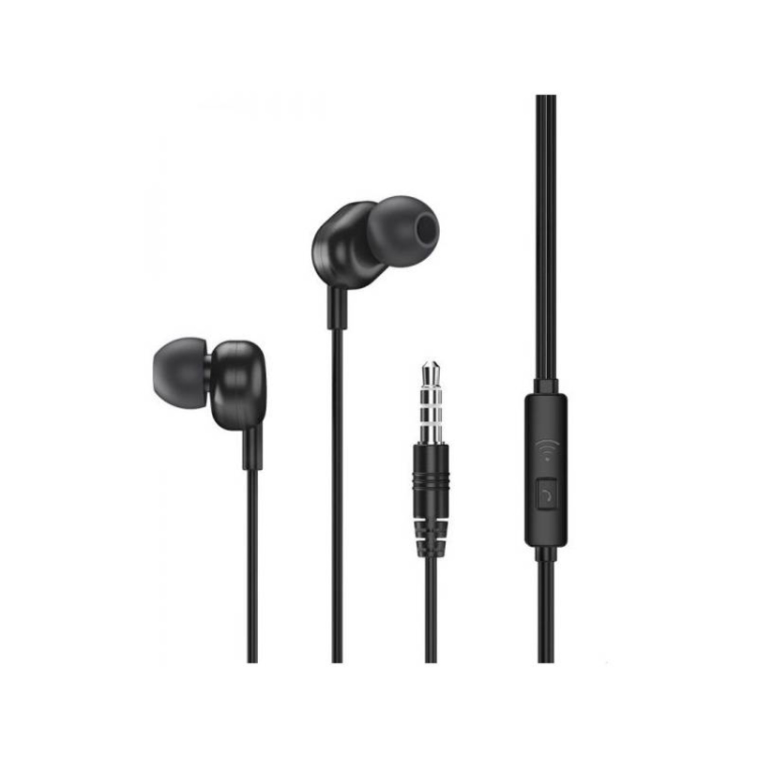 Remax RW-105 Hi-Res Audio Wired Stereo Earphones with One-Button Control - Black