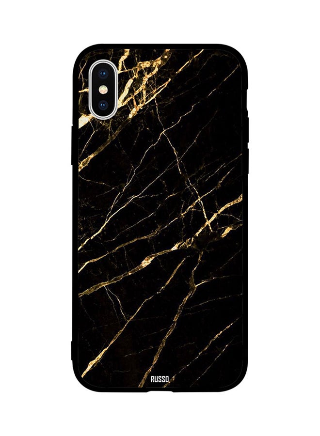 Marble Filled with Gold Cracks Pattern Printed Back Cover for Apple iPhone XS