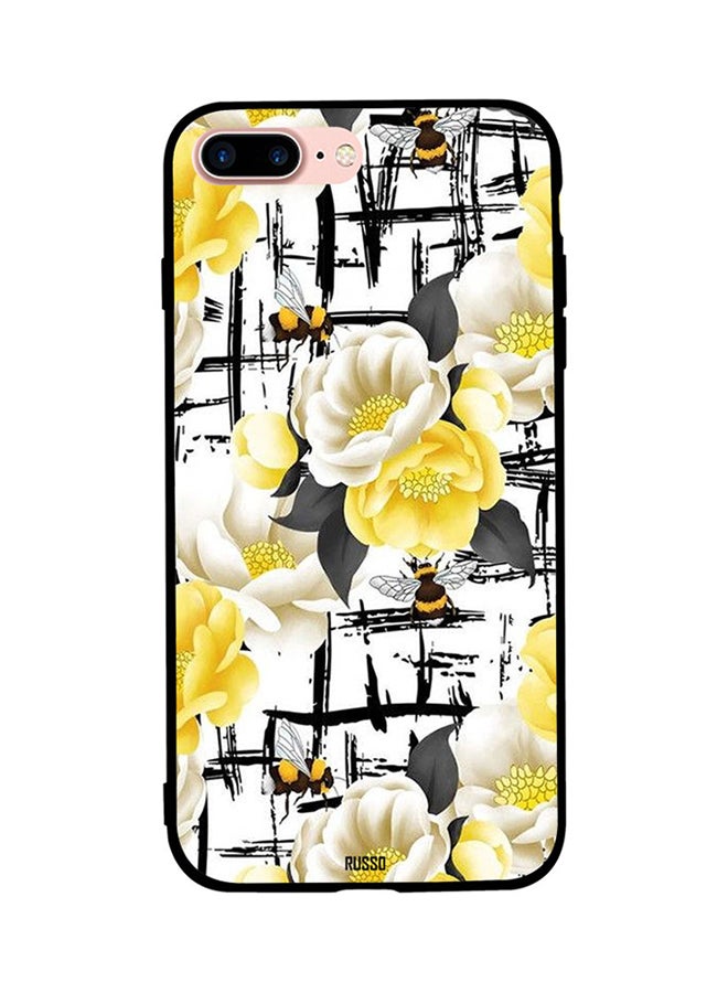 White and Yellow Flowers with bees Printed Back Cover for Apple iPhone 8 Plus