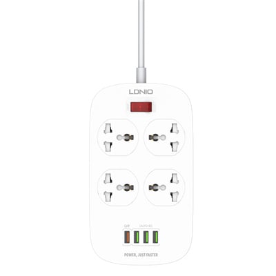 Ldnio Multi Socket Power Strip, 2500 Watt, White - SC4407