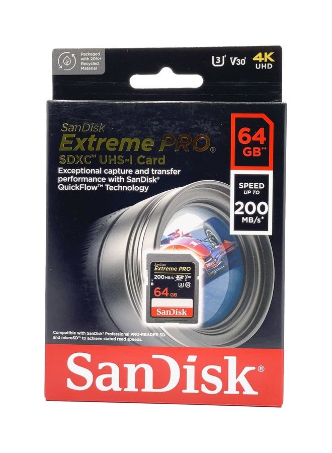 بطاقة ذاكرة مايكرو SDXC سانديسك اكستريم برو، 64 جيجا - SDSDXXU-064G-GN4IN