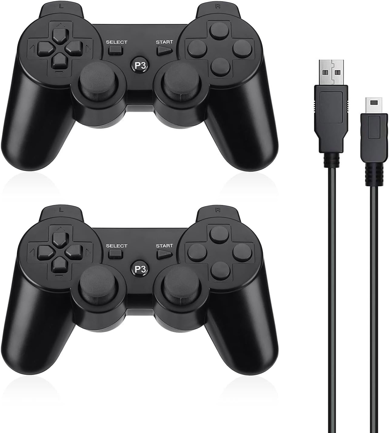 Powerextra Dual Wireless Controller For PC, PS3, 2 Pieces - Black