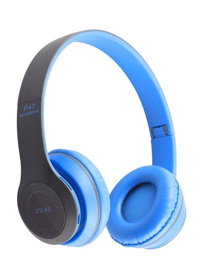 P47 Bluetooth On Ear Headphone with Mic - Blue