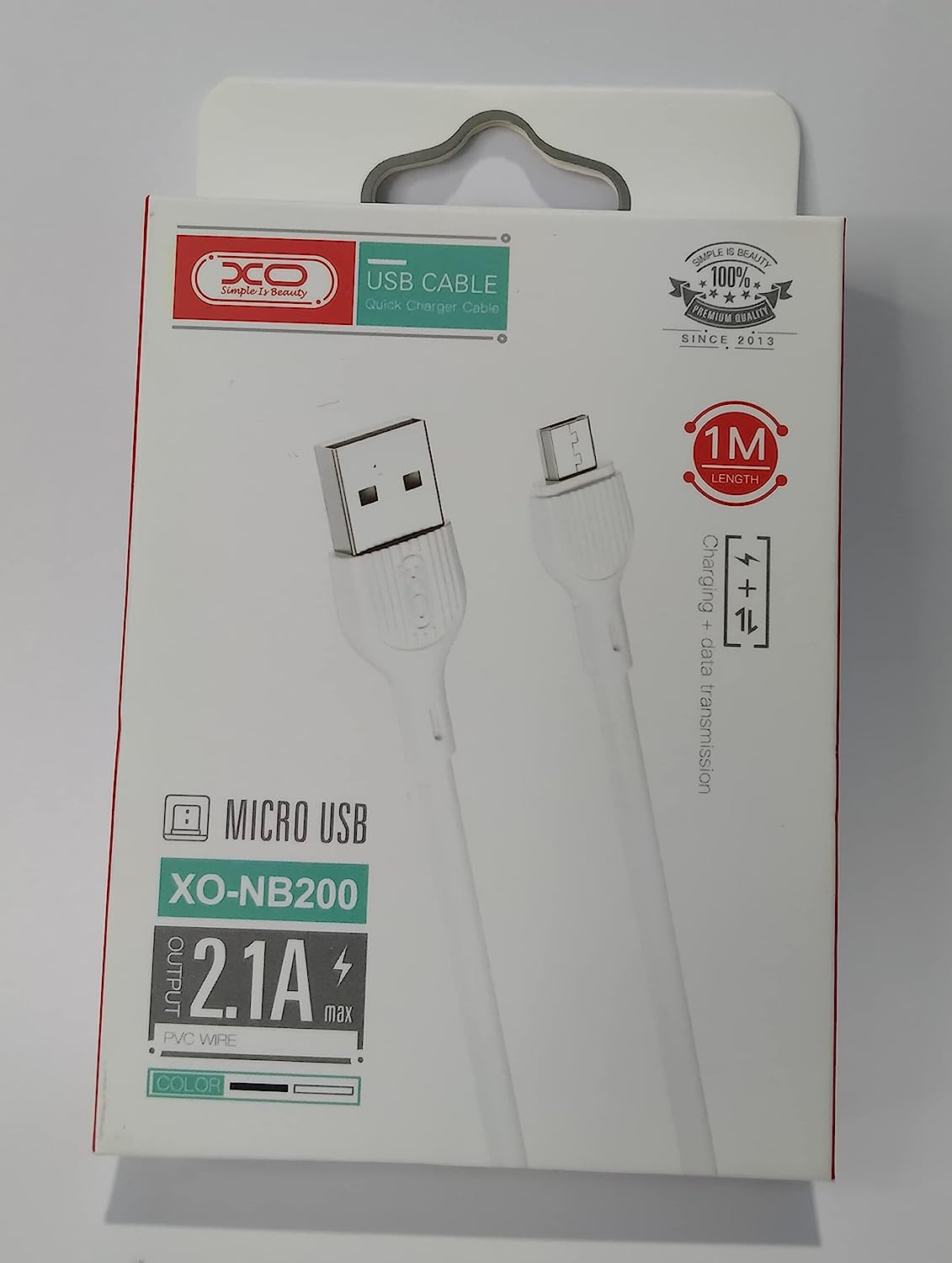 كابل اكس اوه USB فئة A الي مايكرو USB، 1متر، ابيض - XO-NB200