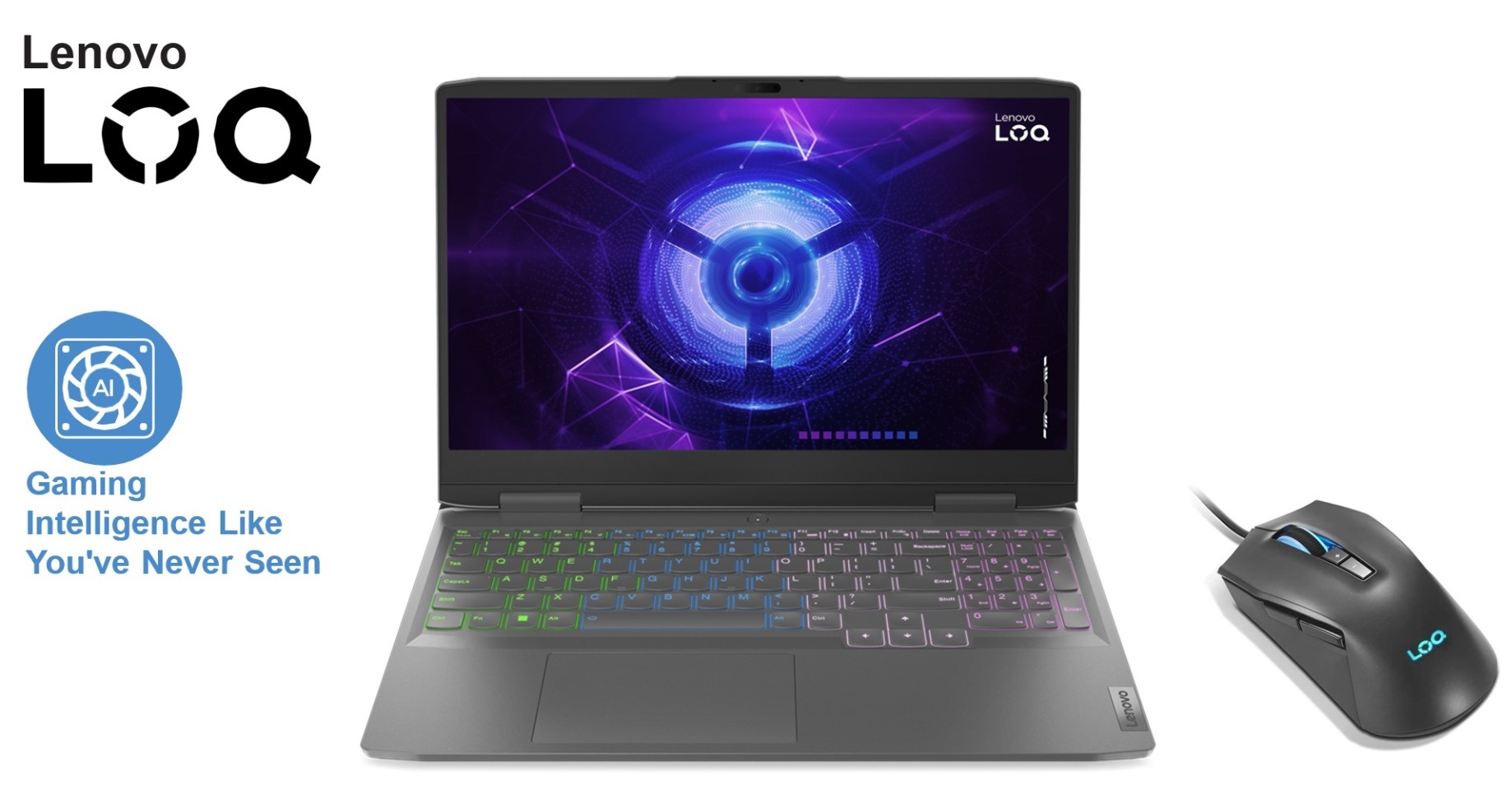Lenovo LOQ Gaming Laptop, Intel Core i7-13620H, 512GB SSD M.2 2242 PCIe Gen4-4, 16GB RAM, 15.6 Inch FHD 144Hz, NVIDIA GeForce RTX 4050 6GB GDDR6, FreeDos - Storm Grey with Gift Mouse