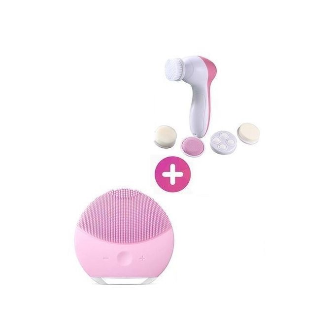 5 In 1 Beauty Care Massager with Ultrasonic Facial Cleanser Brush - Pink