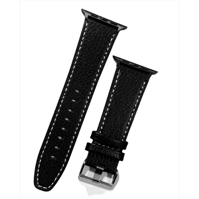 Leather Smart Watch Strap for Apple Watch Series 4, 5, 6, 42mm, 44mm - Black