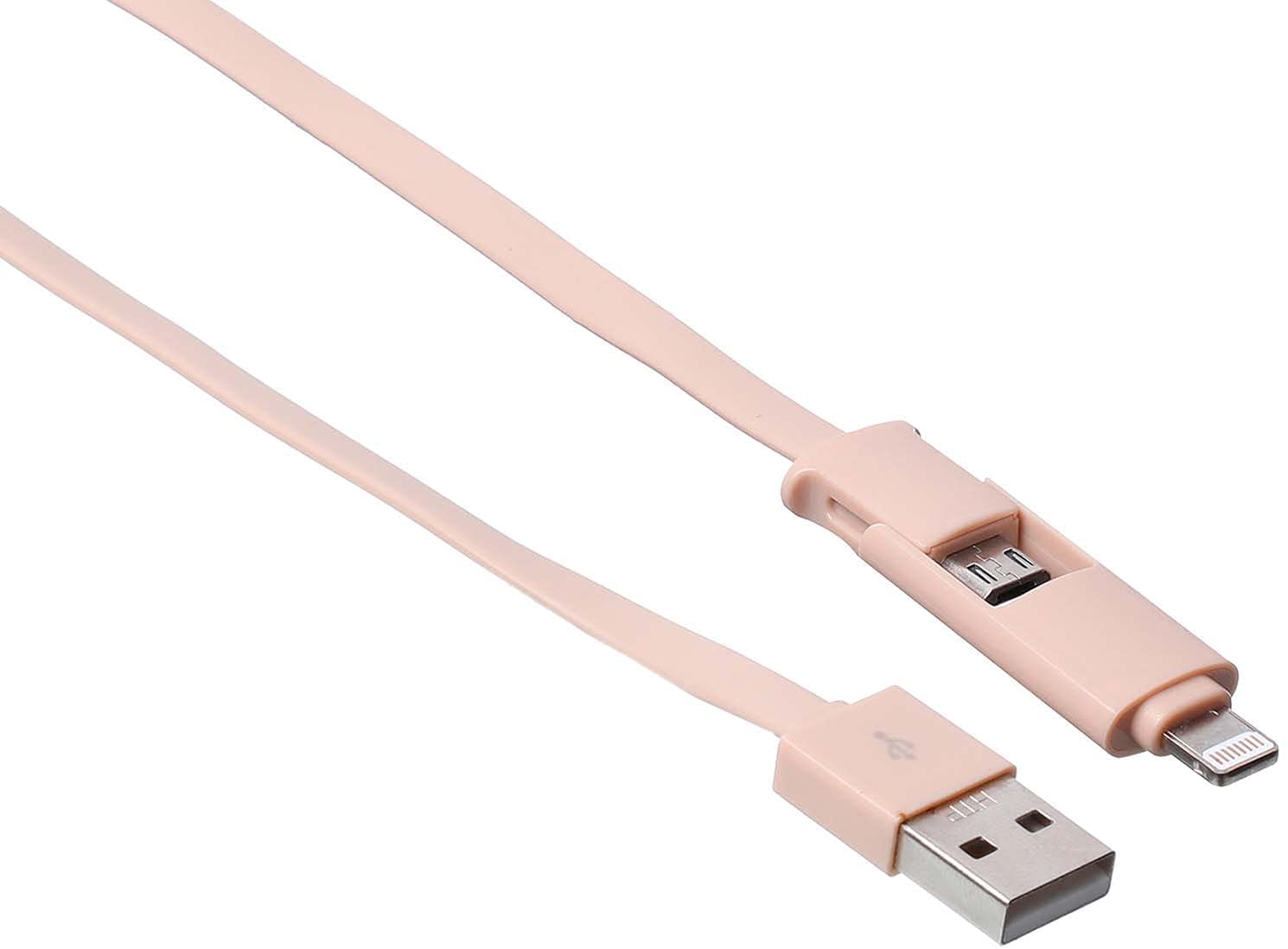 Keendex 2 In 1 Lightning And Micro USB Charging Cable , 1 M , Rose - 1895