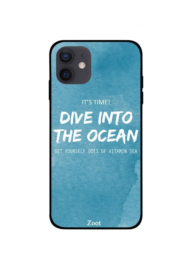 جراب ظهر بطبعة عبارة Dive Into The Ocean لابل ايفون 12 ميني