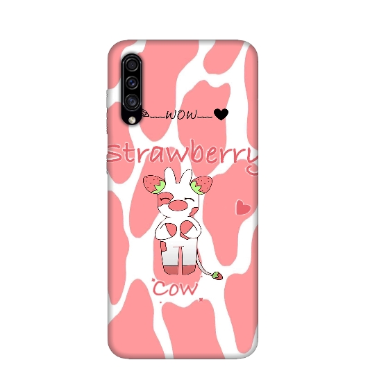 Silicone Strawberry Cow Pattern Back Cover For Samsung A30s