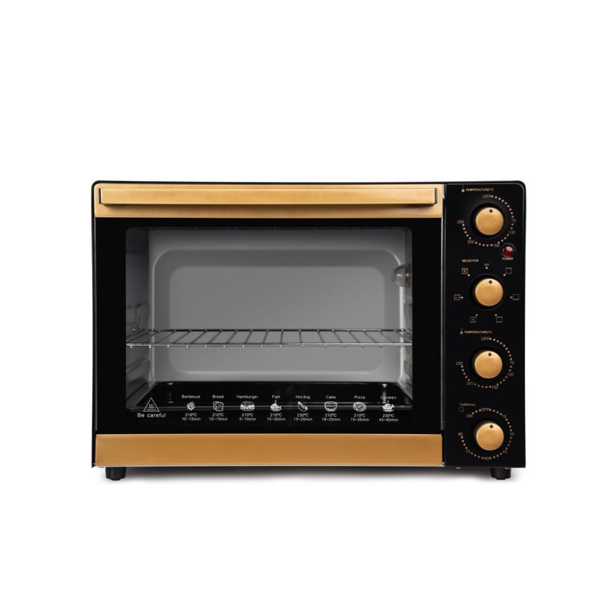 Fresh Elite Electric Oven with Grill and Fan, 65 Liters, Black x Gold