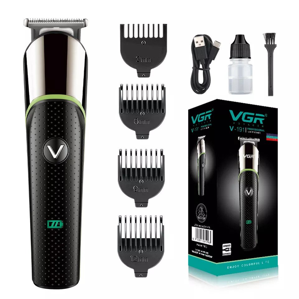 VGR Rechargeable Hair Trimmer and Clipper, Black - V-191