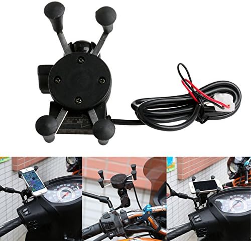 AOW Attractive Offer World Bike X-Grip Mobile Phone Holder with USB Charger for Tvs Scooty Zest (Mirror Fitting)