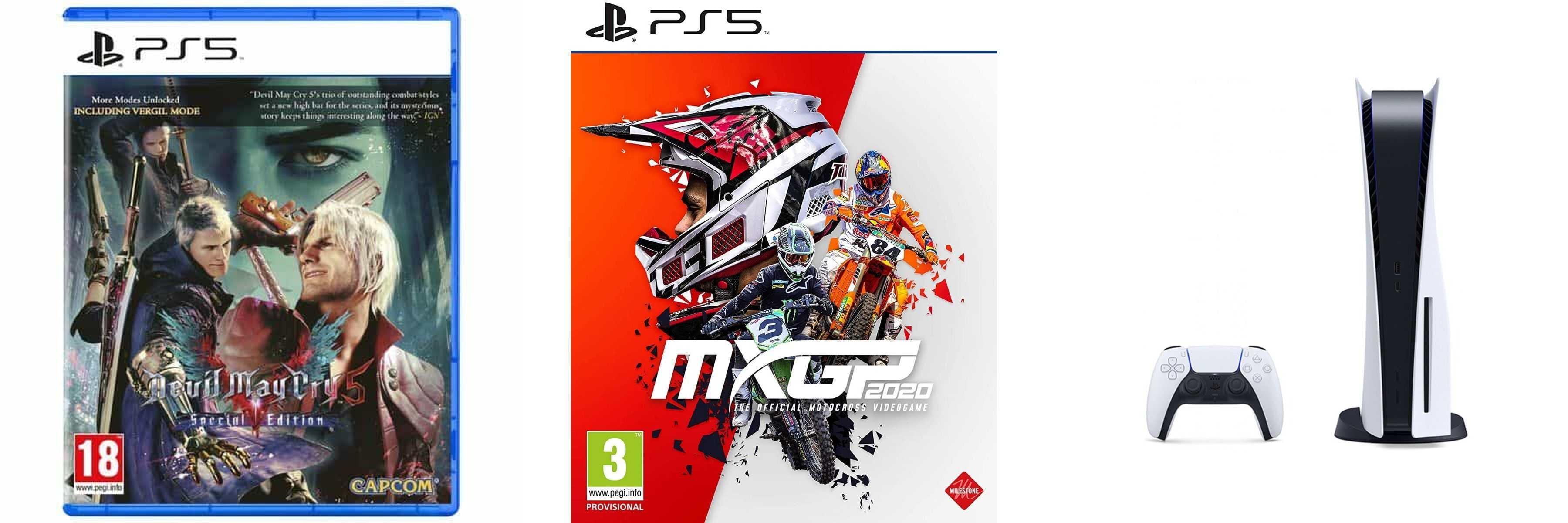 Sony PlayStation 5, 1 Wireless Controller, White - CFI-1016A01 MEE, with Devil May Cry 5 Special Edition, and MXGP 2020 The Official Motocross Videogame for PlayStation 5