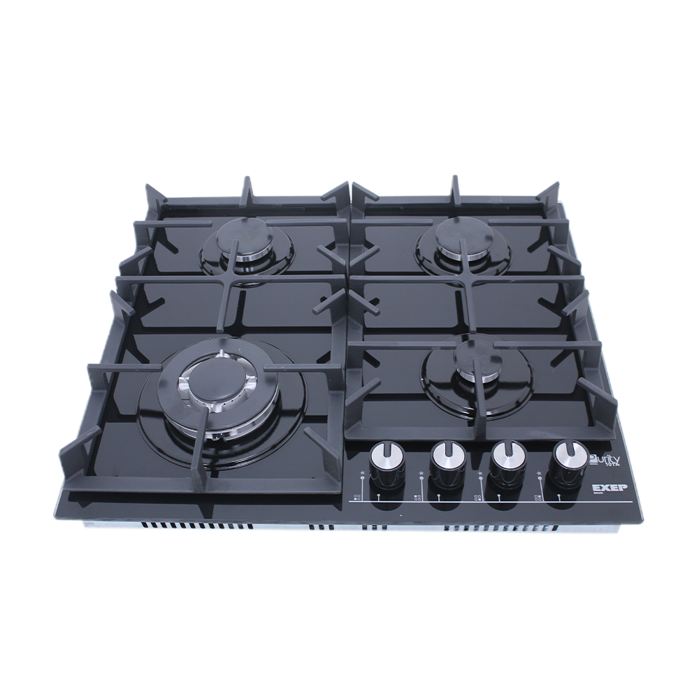 Purity Glass Gas Built-In Hob, 4 Burners, 60 cm, Black - HPT603G