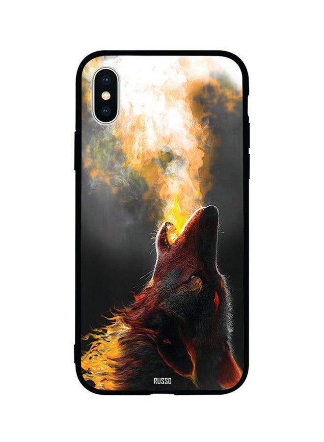 Roaring Wolf In Night Printed Back Cover for Apple iPhone X