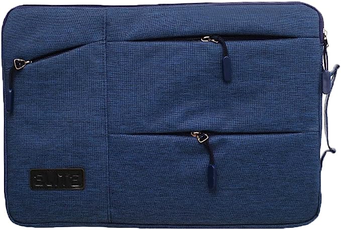 ELITE Fabric Pocket Sleeve With Hand Holder And 3 Zipper Pocket For Laptop And Tablets 13.3/14 Inch - Dark Blue