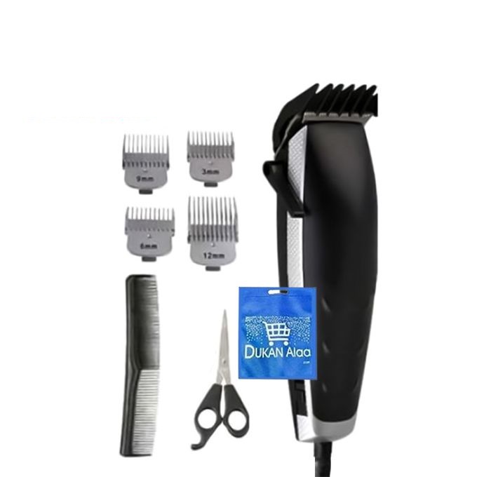Kemei Electric Hair Trimmer, Black - KM-4702, with Gift Bag