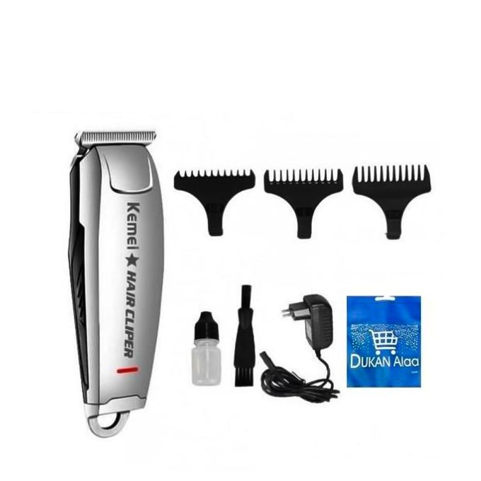 Kemei Rechargeable Hair Trimmer, Silver - KM-2812, with Gift Bag