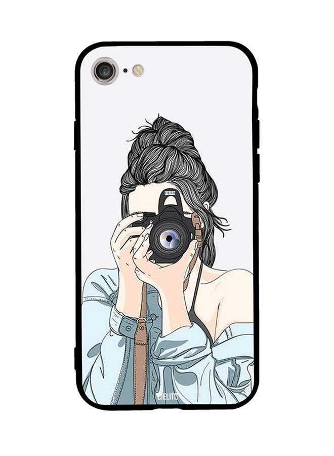 Girl Clicks Picture With Camera Printed Back Cover for Apple iPhone 8