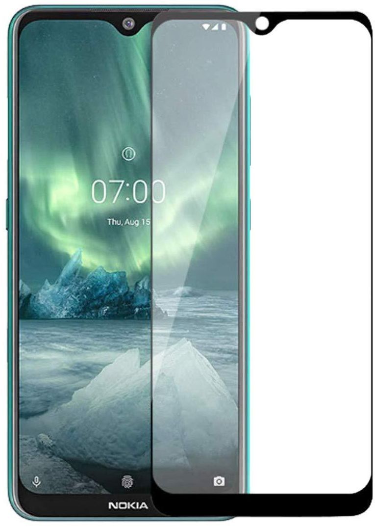 Glass Screen Protector For Nokia 7.2 - Transparent with Black Frame