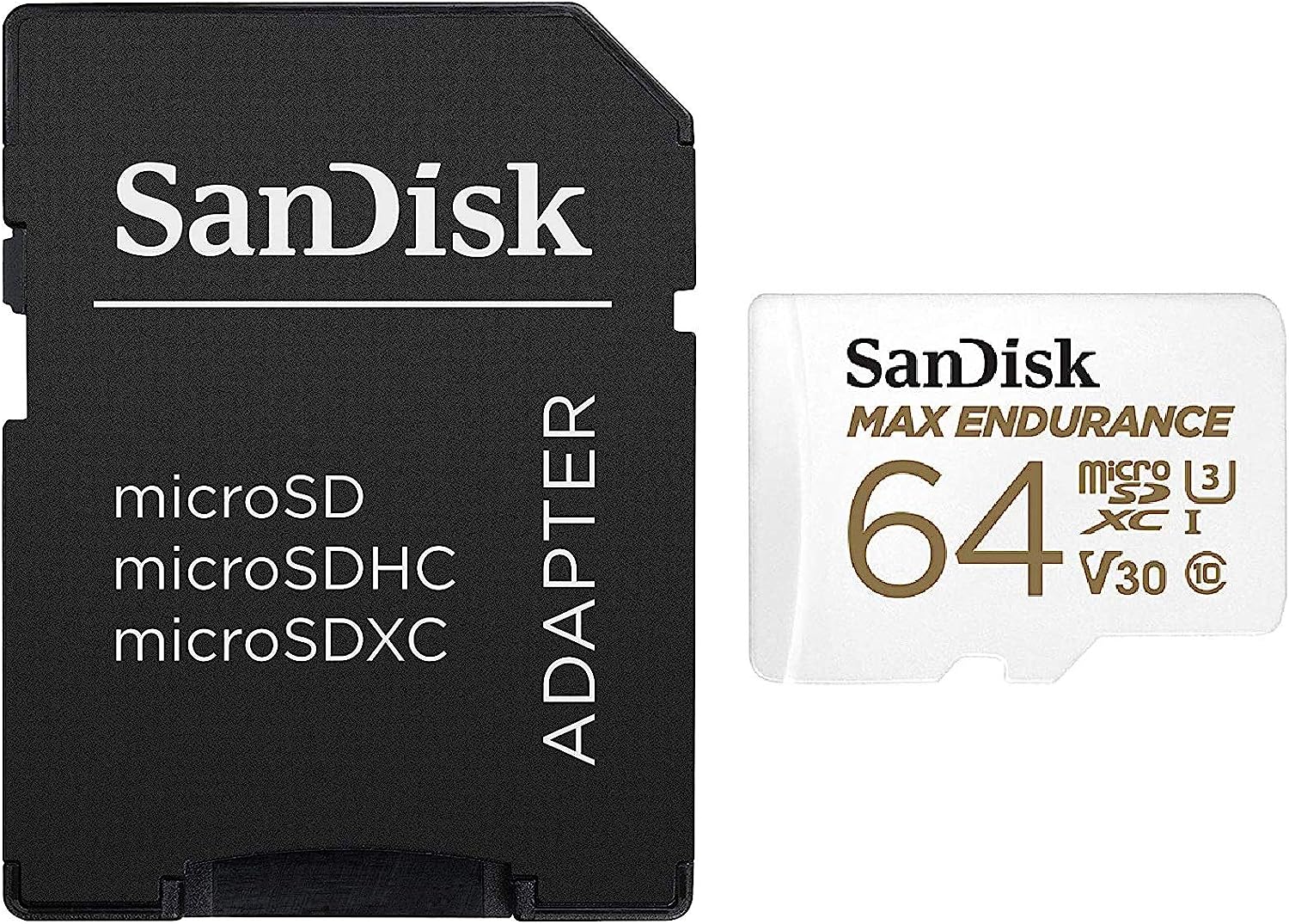 SanDisk Max Endurance MicroSD Card with Adapter, 64GB, White - SDSQQVR-064G-GN6IA